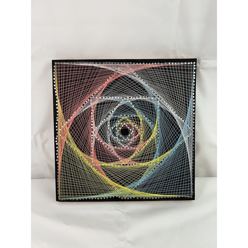 VTG String Art‎ Spiral Mod Geometric Mid Century Modern  12"x12" Square